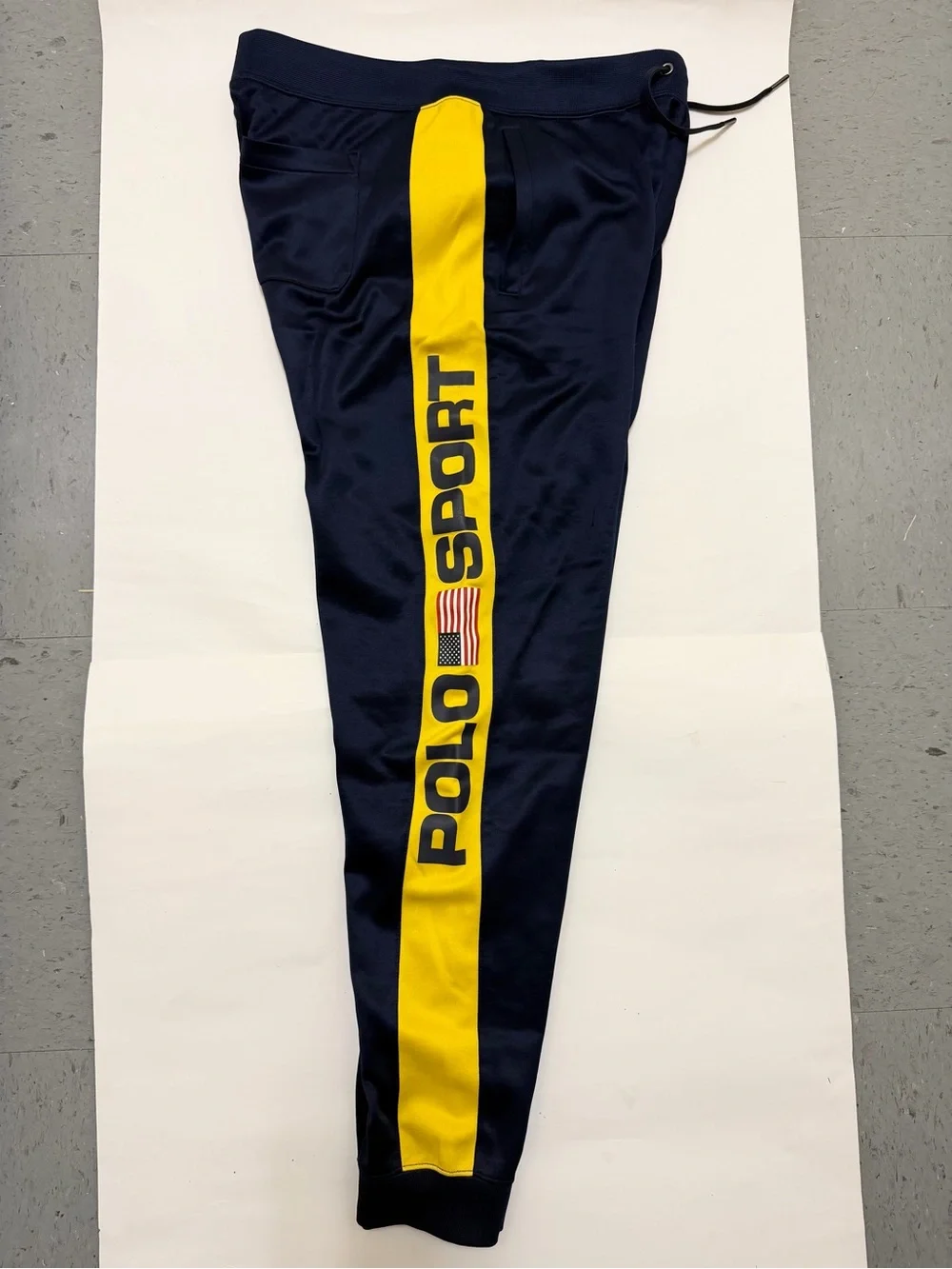 Ralph Lauren Navy Joggers with Yellow Side Panels